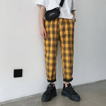 LAPPSTER Streetwear Yellow Plaid Pants Men Joggers 2020 Man Casual Straight Harem Pants Men Korean Hip Hop Track Pants Plus Size