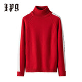 Ipg New Fashion Trend Men Sweater Japanese-style Harajuku Turtleneck Men's Autumn Winter Pullover Casual Sweaters Mens Clothing