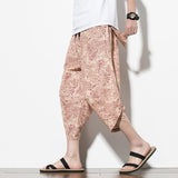 Dropshipping Summer Cotton Harem Pants Men Casual Hip Hop Trousers Cross Bloomers Calf-Length Pants Joggers Streetwear