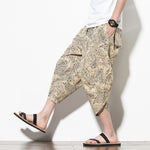 Dropshipping Summer Cotton Harem Pants Men Casual Hip Hop Trousers Cross Bloomers Calf-Length Pants Joggers Streetwear