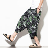 Dropshipping Summer Cotton Harem Pants Men Casual Hip Hop Trousers Cross Bloomers Calf-Length Pants Joggers Streetwear