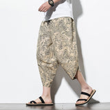 Dropshipping Summer Cotton Harem Pants Men Casual Hip Hop Trousers Cross Bloomers Calf-Length Pants Joggers Streetwear