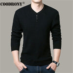 COODRONY Sweater Men Casual V-Neck Pullover Shirt Autumn Winter Slim Fit Long Sleeve Mens Sweaters Knitted Cotton Pull Homme Top