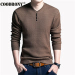 COODRONY Sweater Men Casual V-Neck Pullover Shirt Autumn Winter Slim Fit Long Sleeve Mens Sweaters Knitted Cotton Pull Homme Top