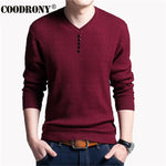 COODRONY Sweater Men Casual V-Neck Pullover Shirt Autumn Winter Slim Fit Long Sleeve Mens Sweaters Knitted Cotton Pull Homme Top